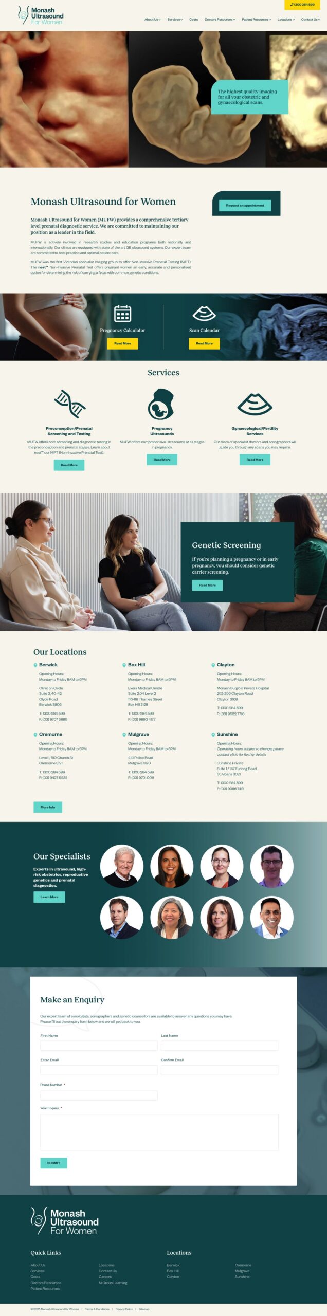 Monashultrasound homepage screenshot