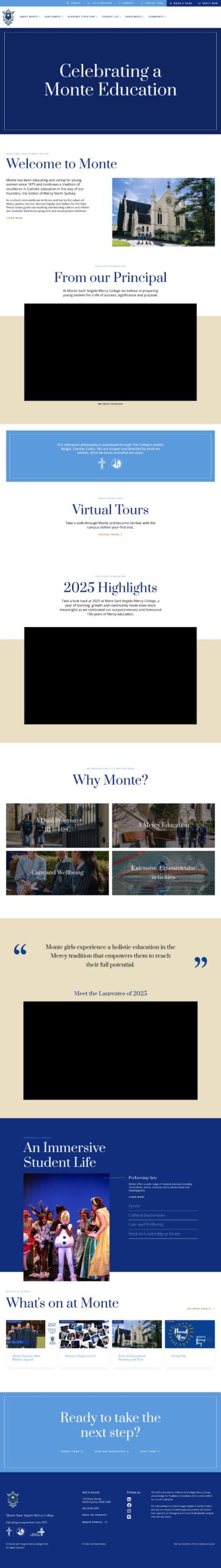 Monte Sant' Angelo Mercy College homepage screenshot