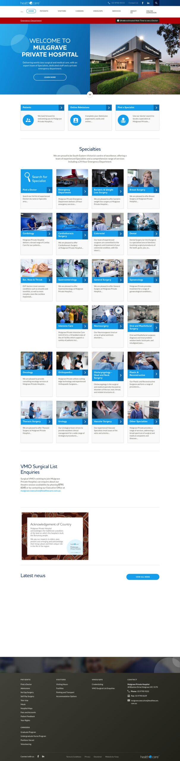 Mulgrave Private Hospital homepage screenshot