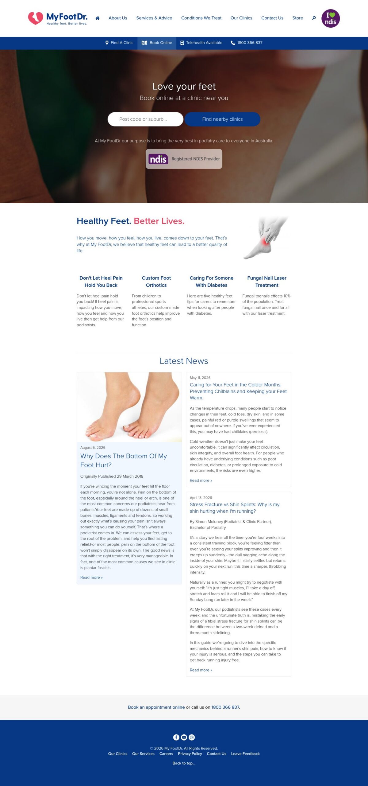 My FootDr homepage screenshot
