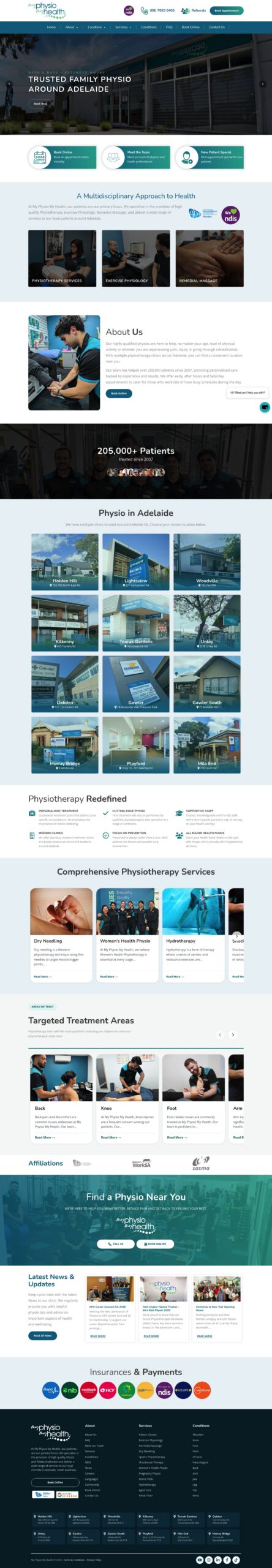 My Physio My Health homepage screenshot