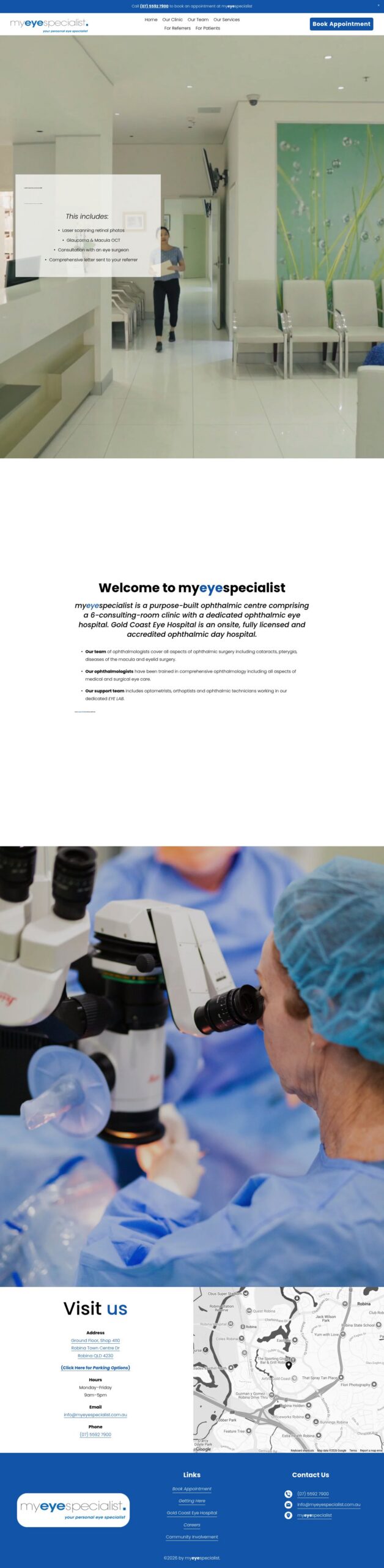 Myeyespecialist homepage screenshot