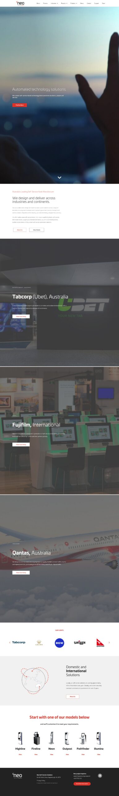 Neo Self Service Solutions homepage screenshot