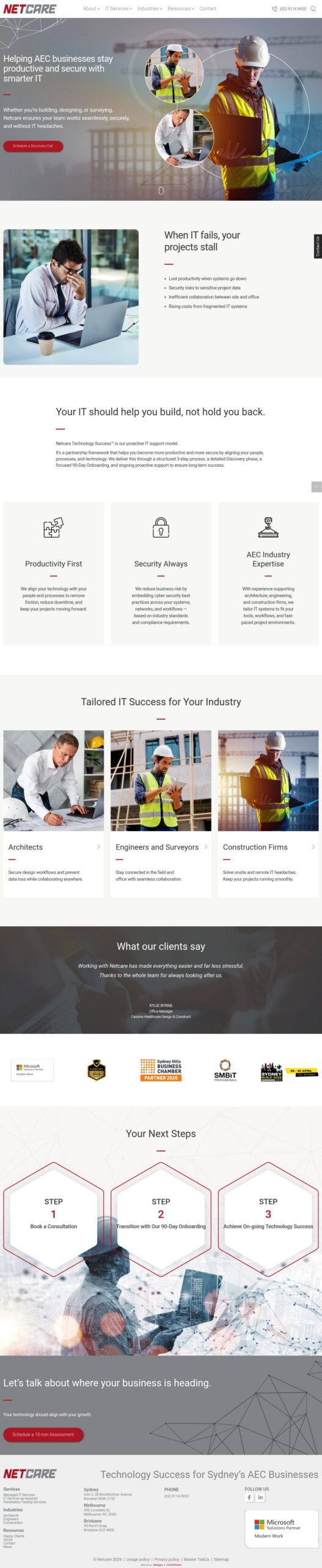 Netcare Technology homepage screenshot
