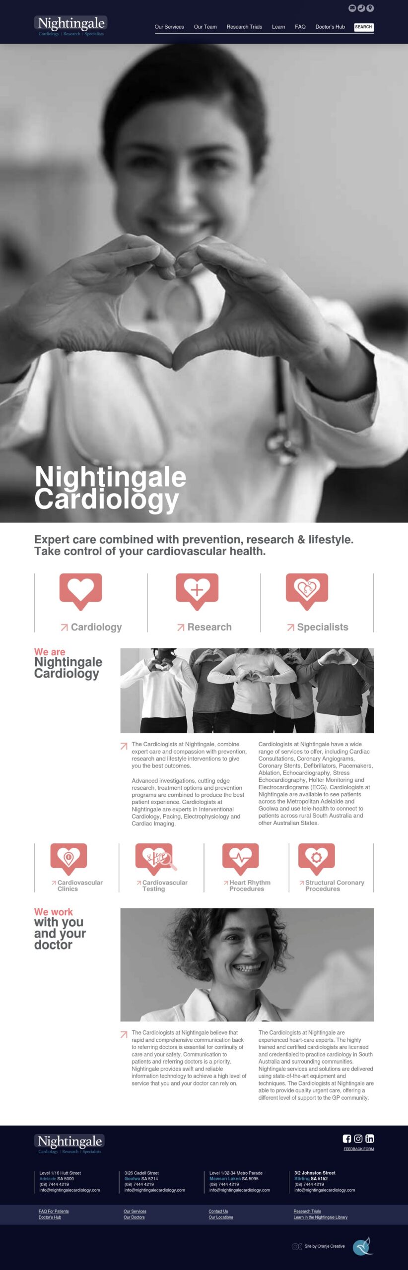 Nightingale Cardiology homepage screenshot