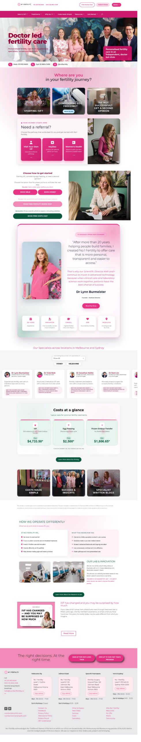No.1 Fertility homepage screenshot