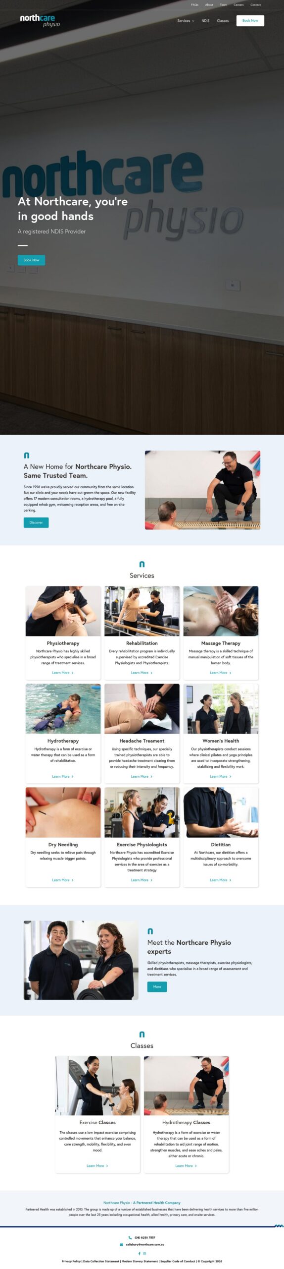Northcare Physio homepage screenshot