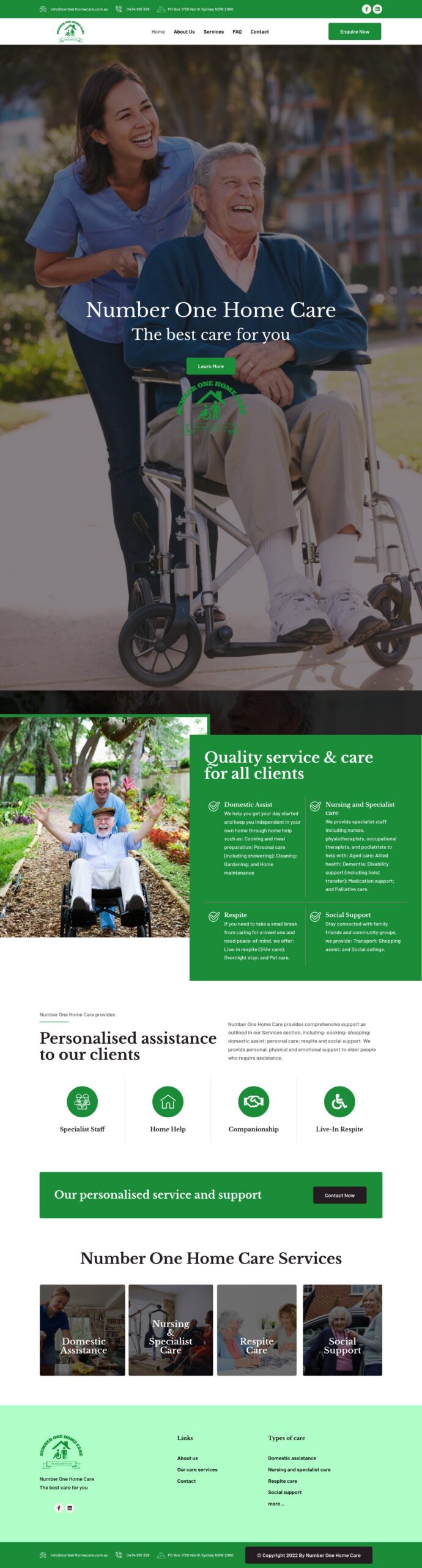 Number1homecare homepage screenshot