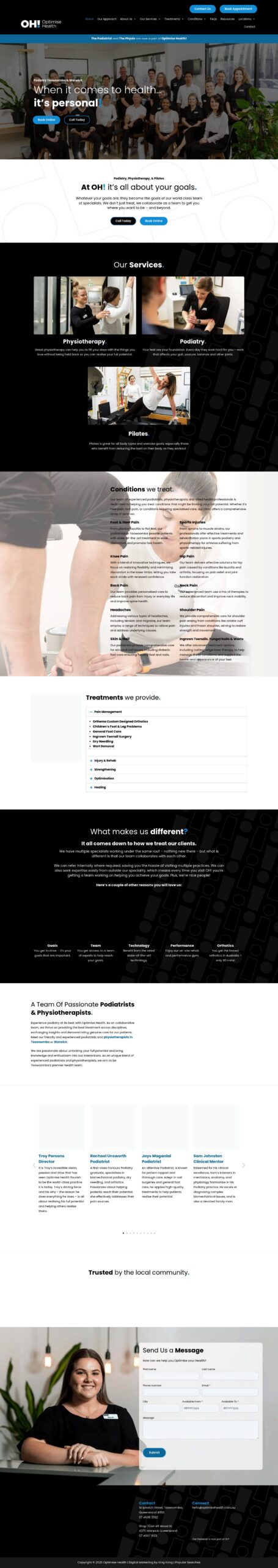 Optimisehealth homepage screenshot