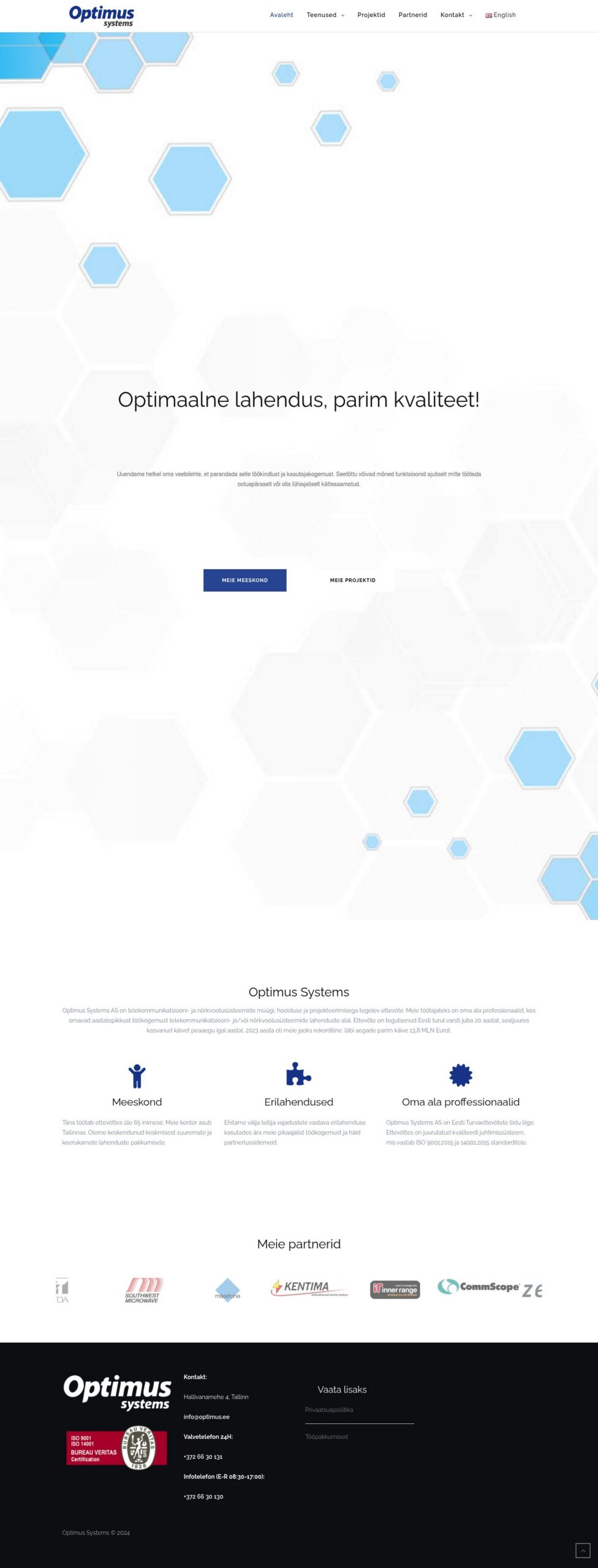 Optimus Systems AS homepage screenshot