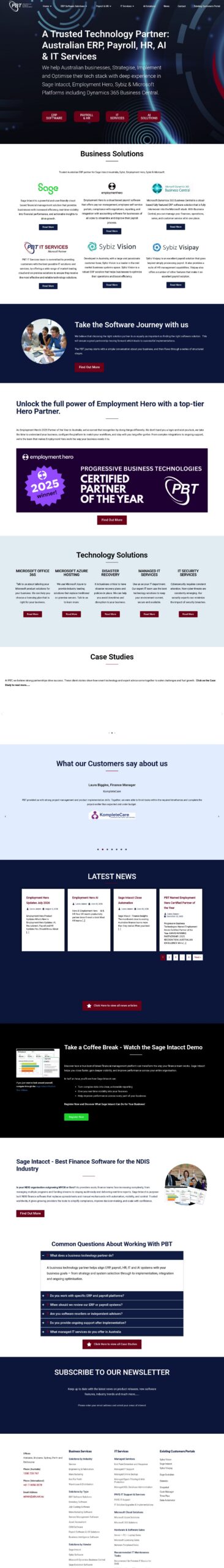 PBT | Progressive Business Technologies homepage screenshot