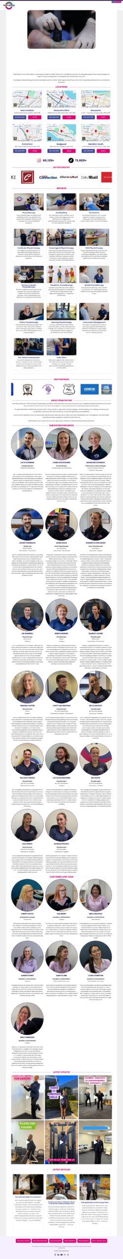 Peak Physio homepage screenshot