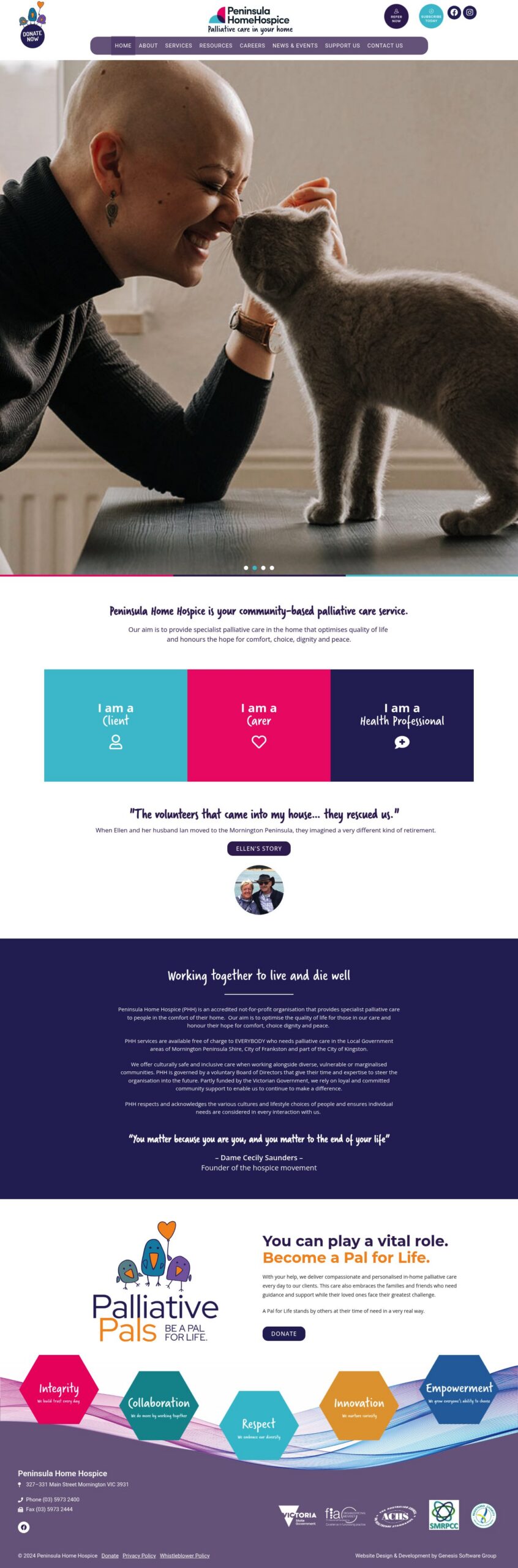 Peninsula Home Hospice homepage screenshot