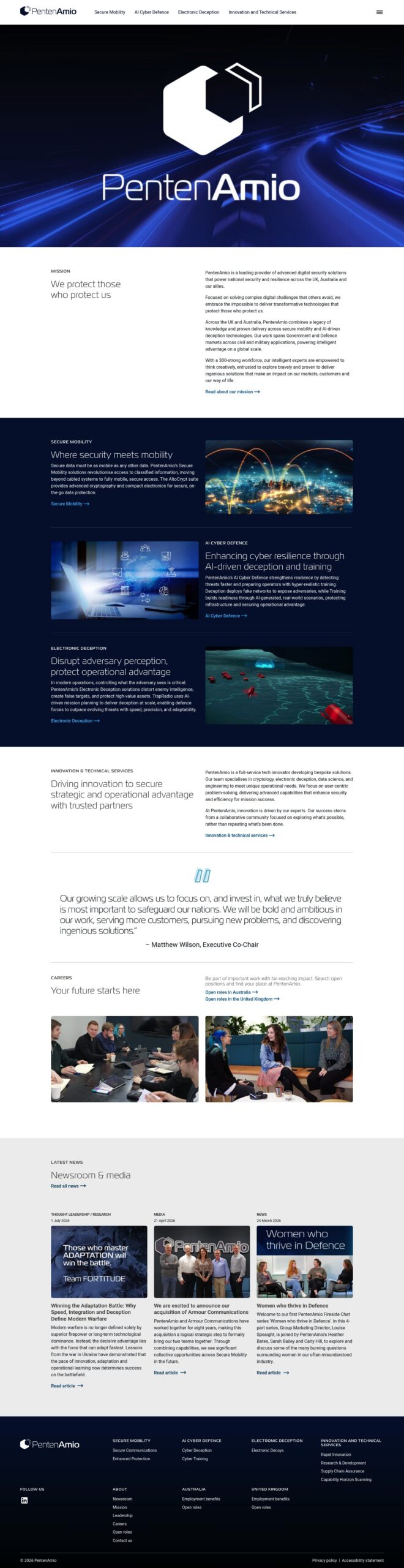 Penten homepage screenshot