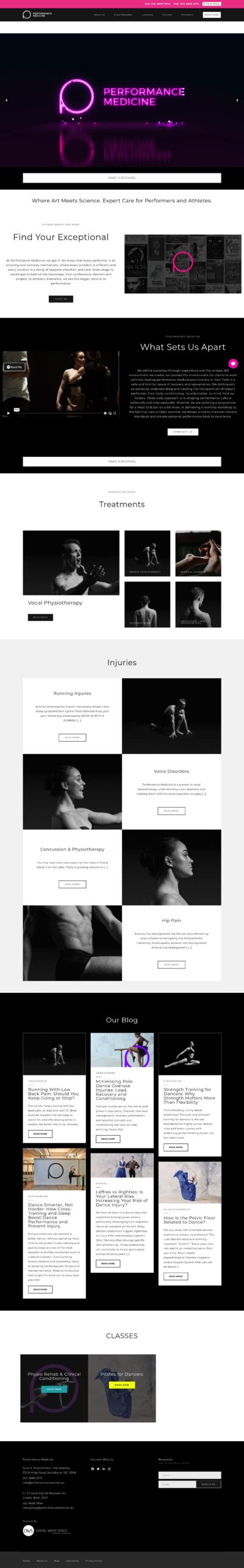 Performance Medicine homepage screenshot