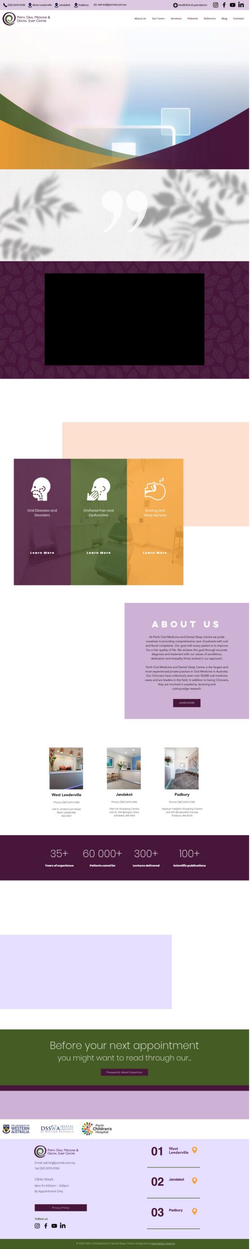 Perth Oral Medicine and Dental Sleep Centre homepage screenshot