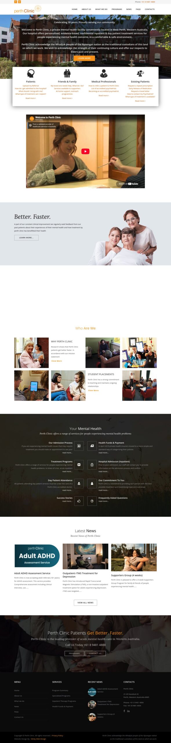 Perthclinic homepage screenshot