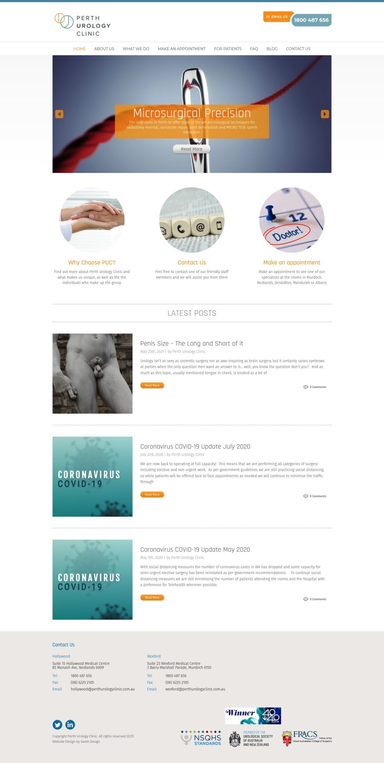 Perthurologyclinic homepage screenshot