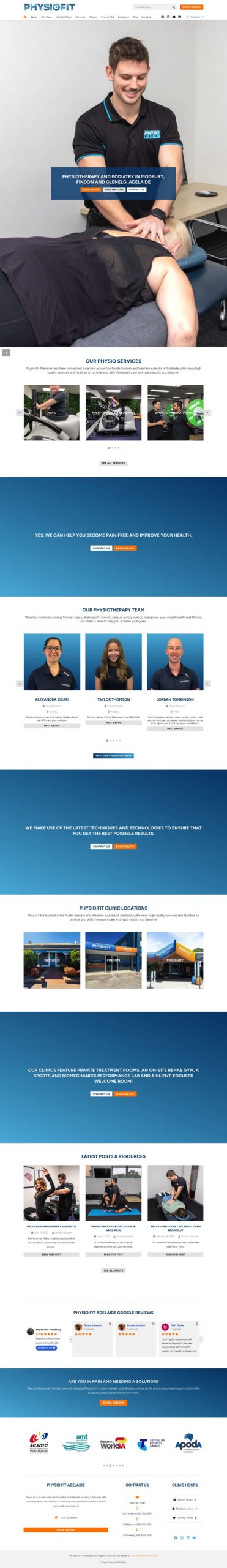 Physio Fit Adelaide homepage screenshot
