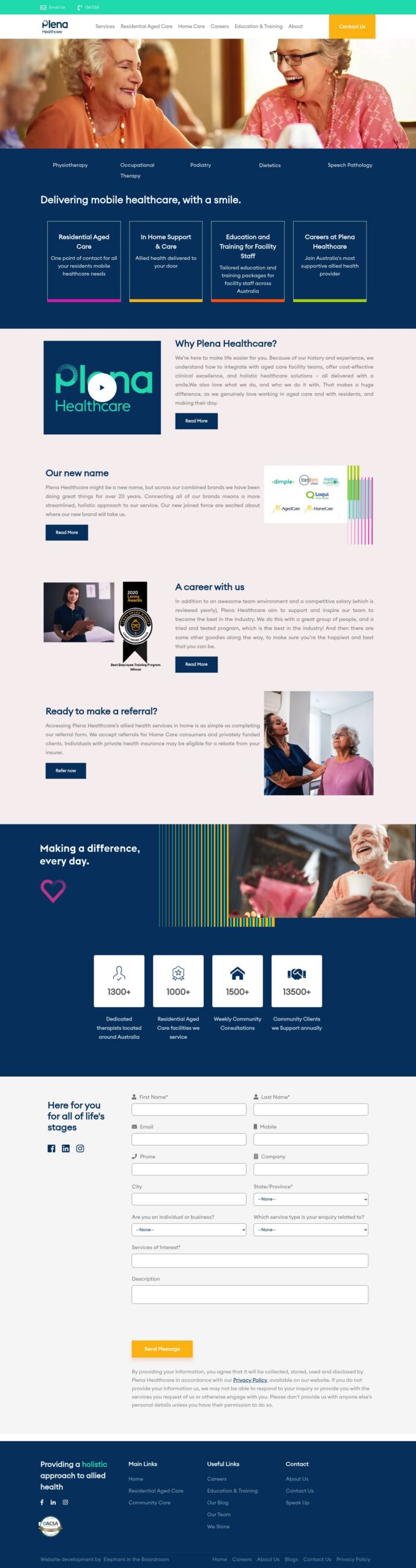 Plena Healthcare homepage screenshot