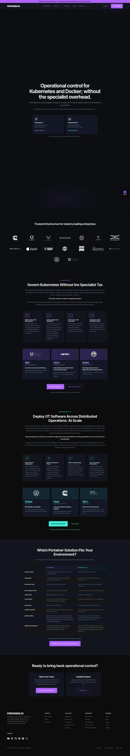 Portainer.io homepage screenshot