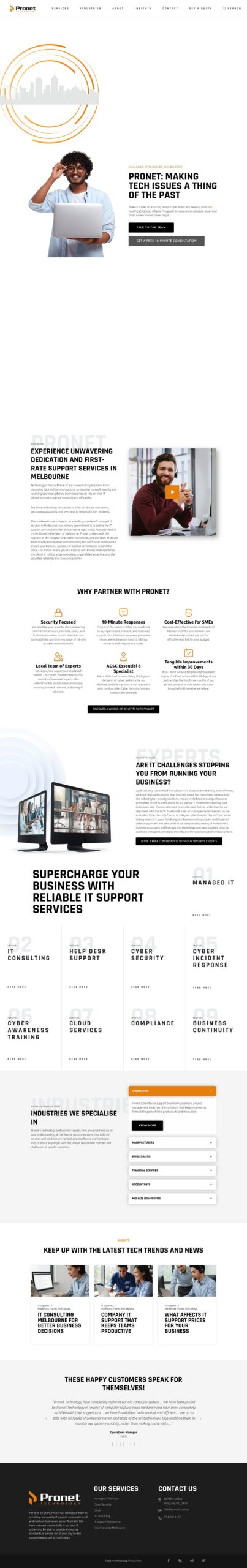 Pronet IT Support & Solutions Melbourne homepage screenshot