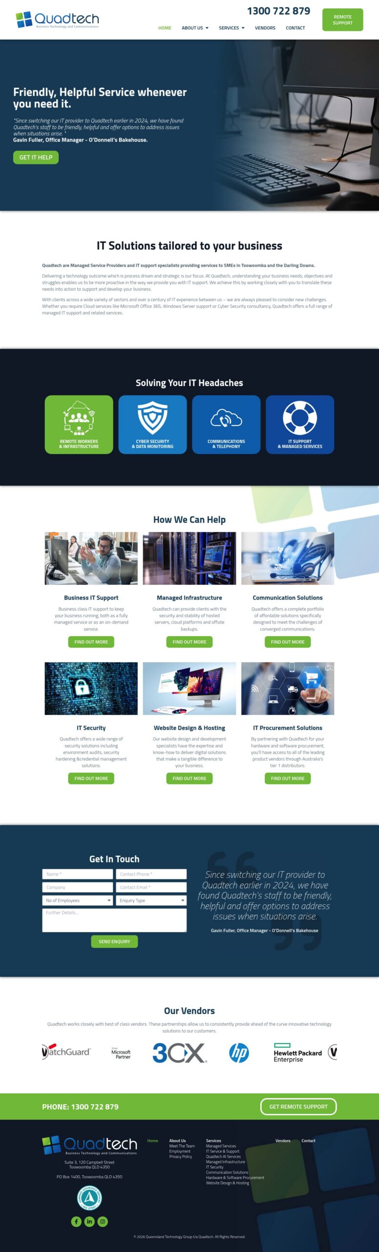 Quadtech - Business Technology and Communications homepage screenshot