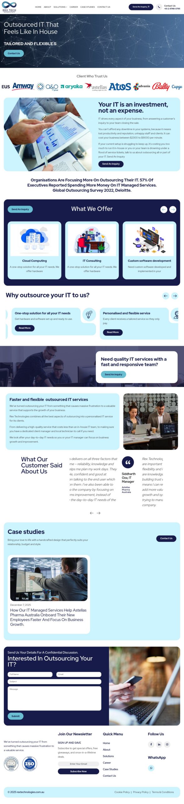 REX TECHNOLOGIES homepage screenshot