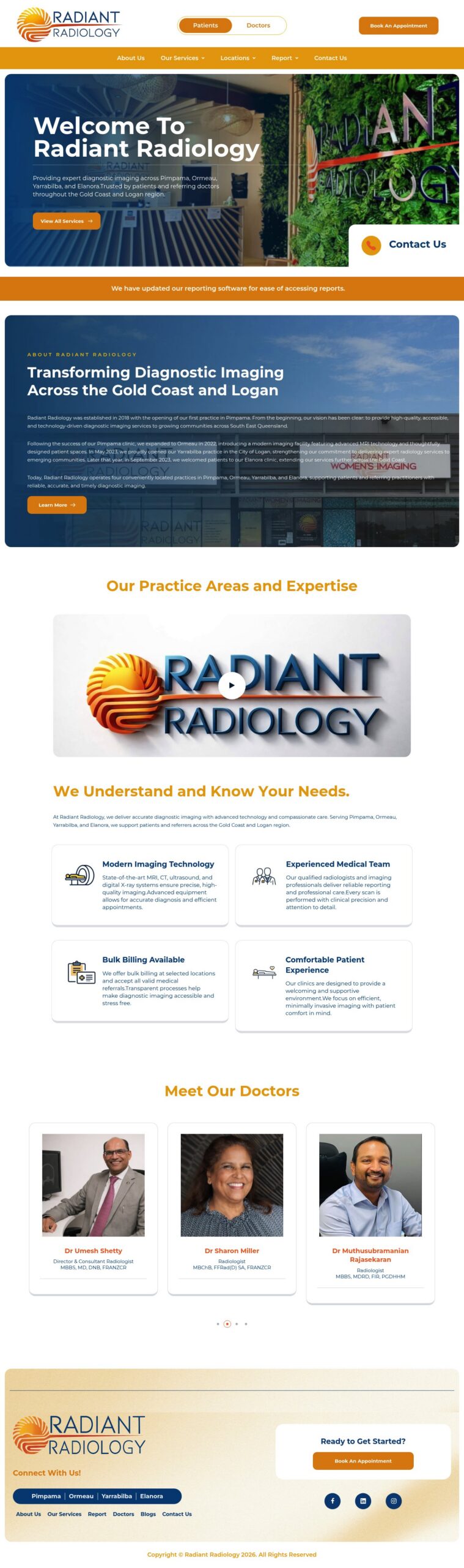 Radiant Radiology homepage screenshot