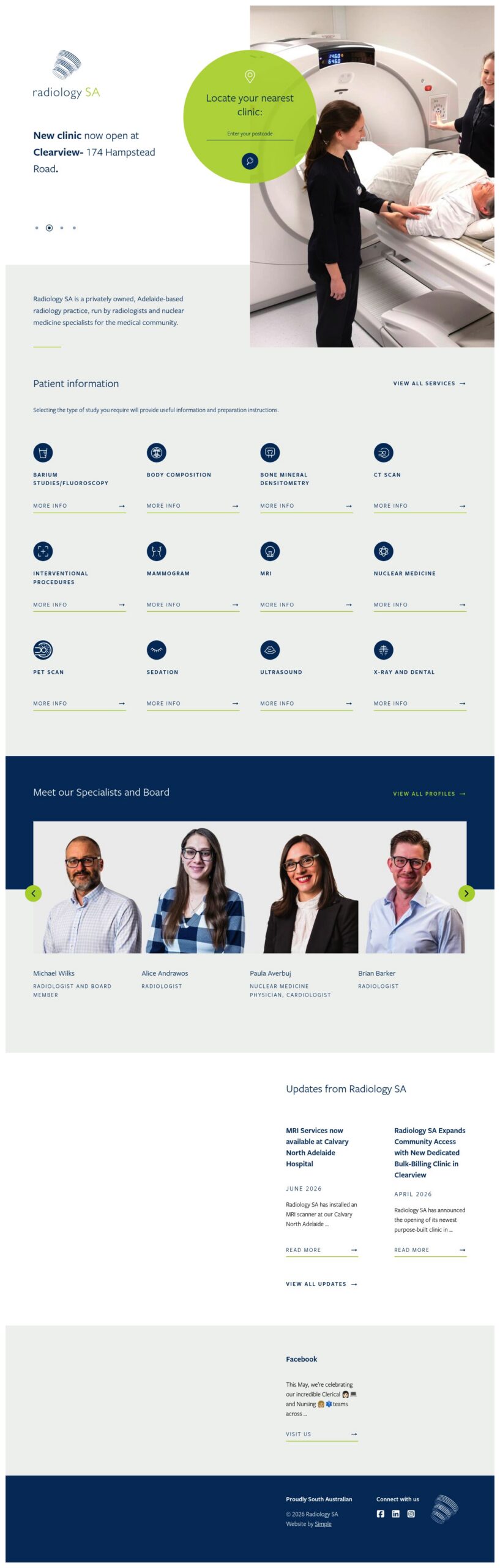 RadiologySA homepage screenshot