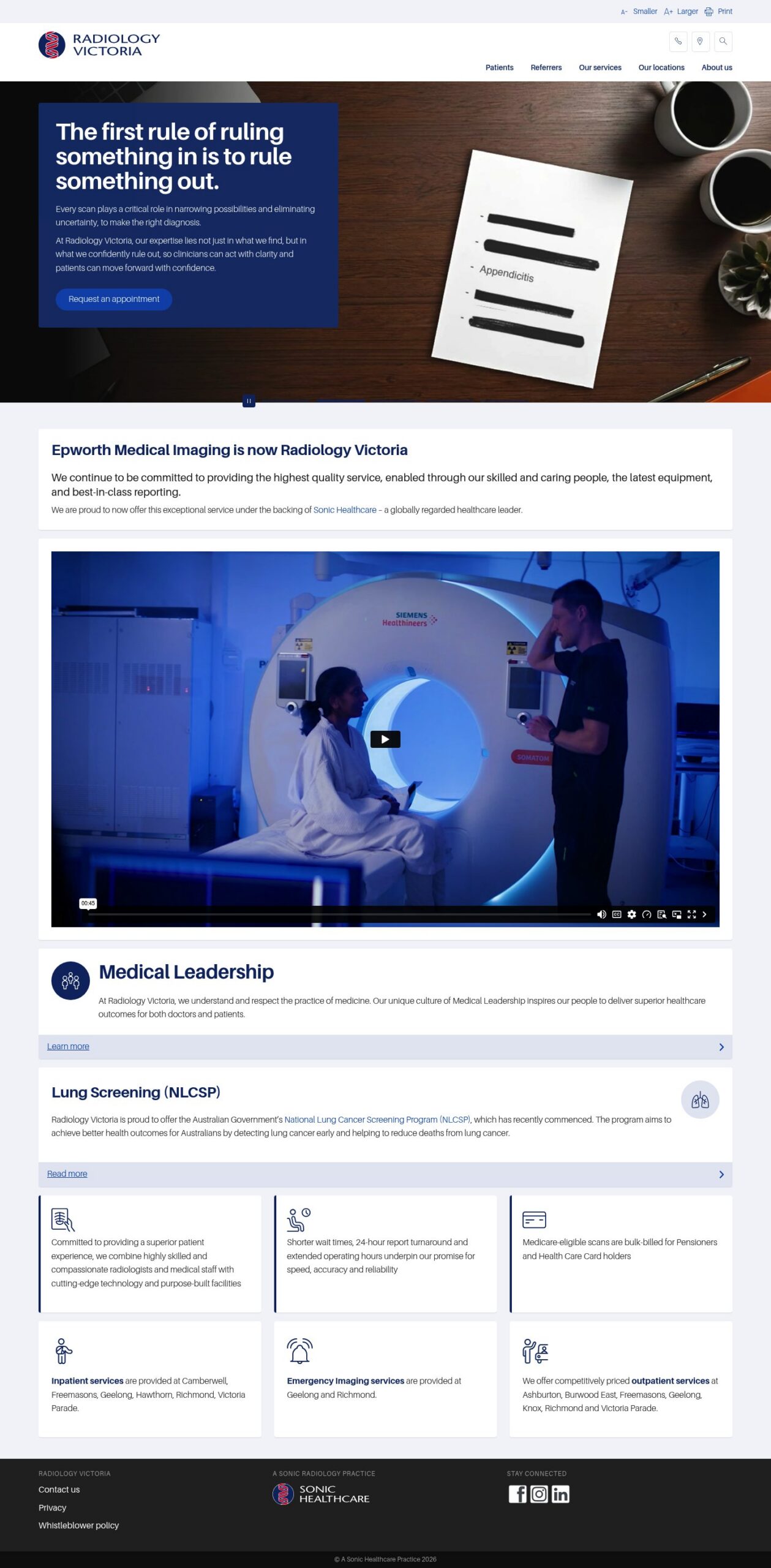 Radiologyvictoria homepage screenshot