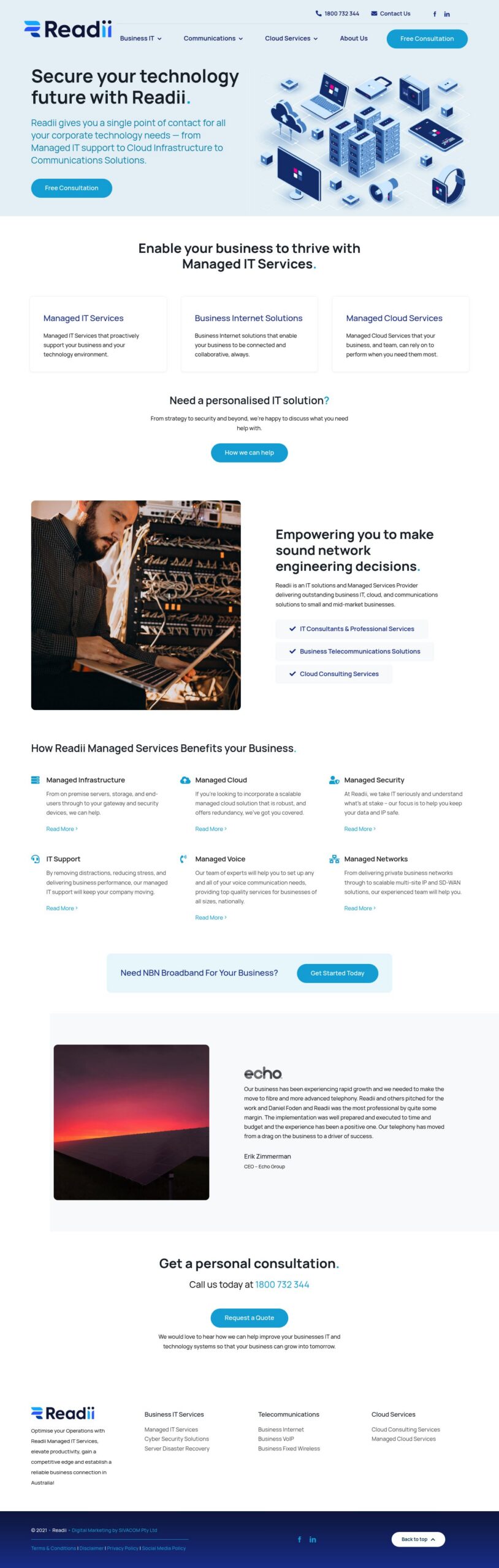 Readii homepage screenshot
