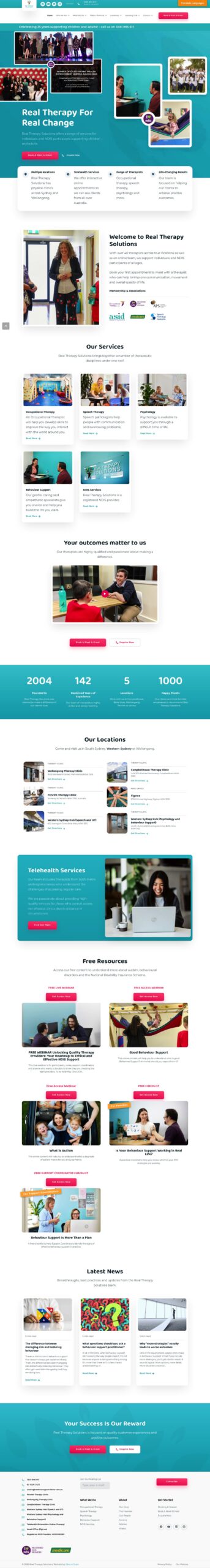Real Therapy Solutions homepage screenshot