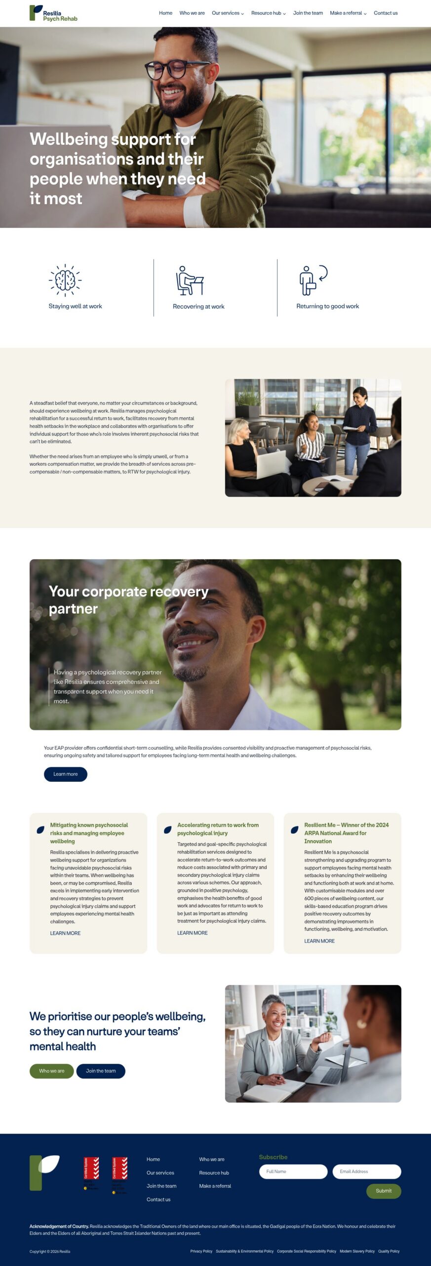 Resilia Rehabilitation homepage screenshot