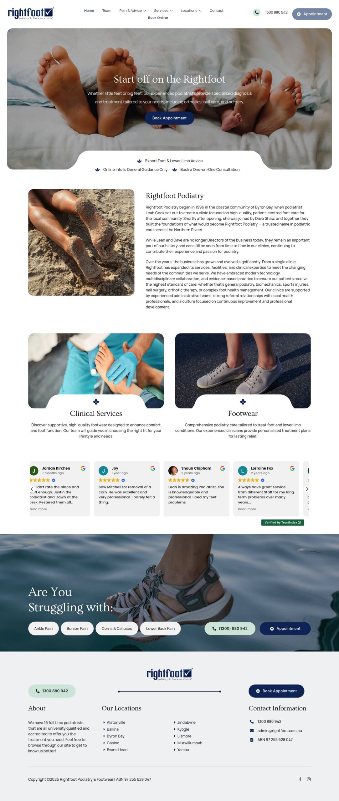 Rightfoot Podiatry & Footwear homepage screenshot