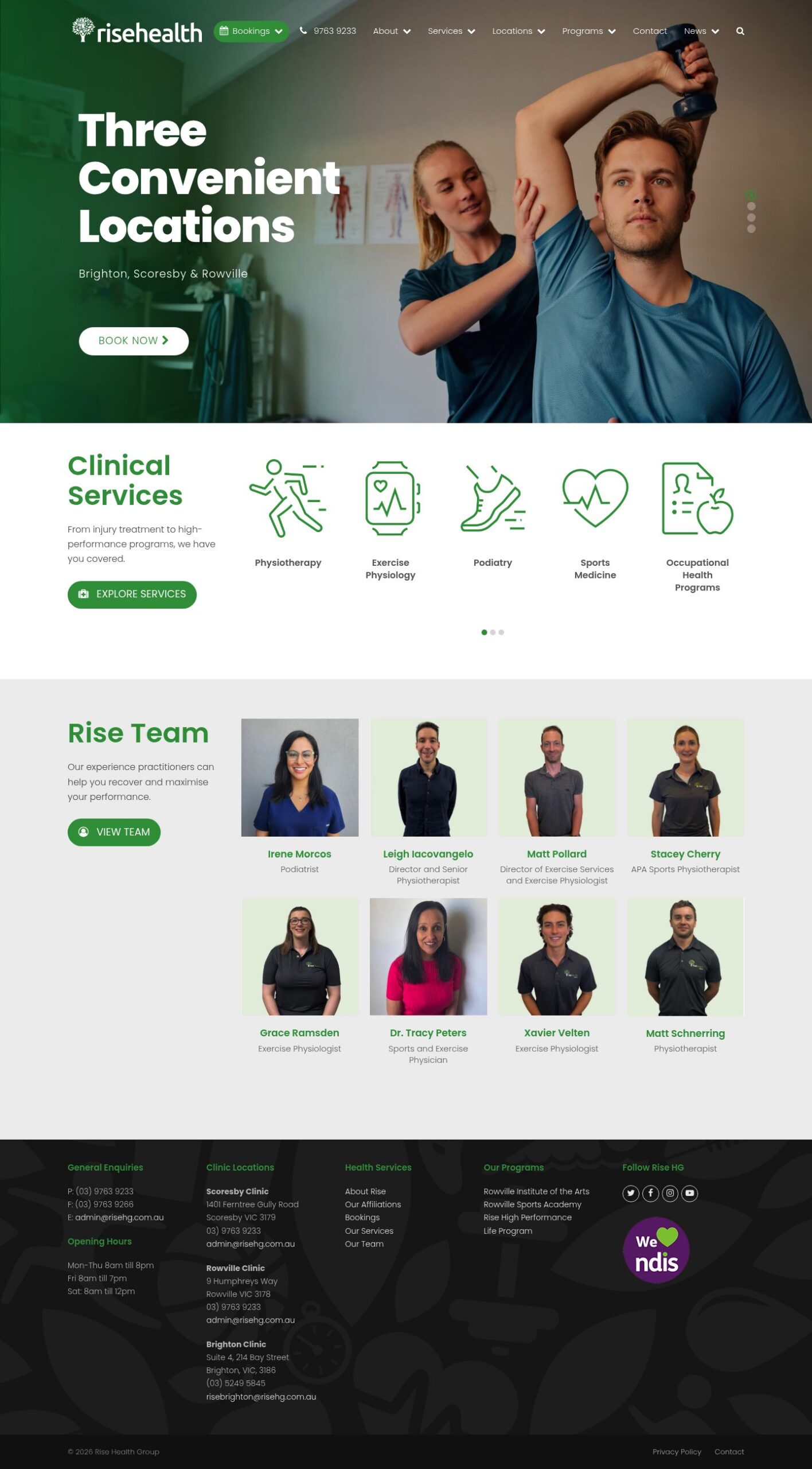 Rise Health Group homepage screenshot