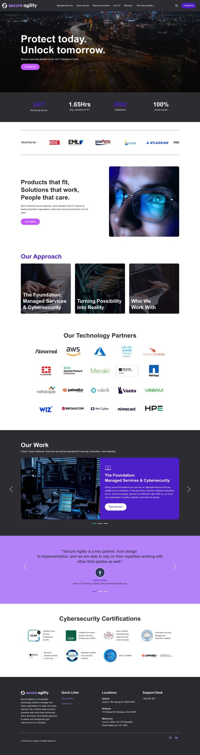 Secure Agility homepage screenshot