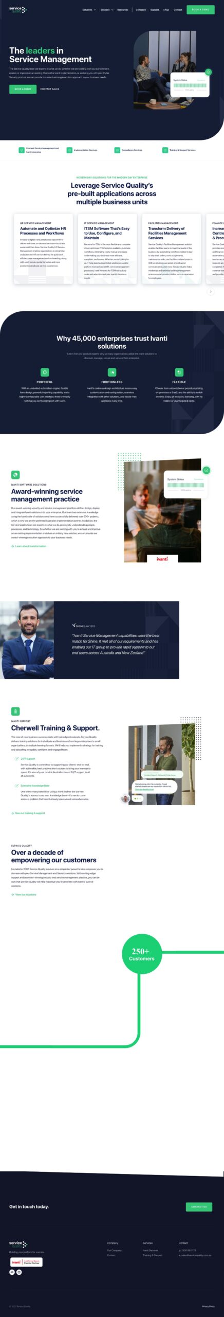 Service Quality homepage screenshot