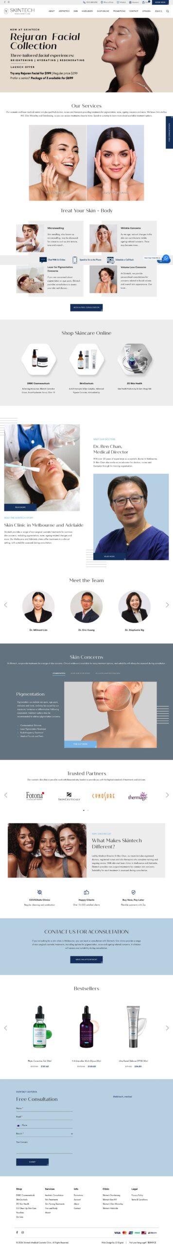 Skintech Medical Cosmetic Laser Clinic homepage screenshot