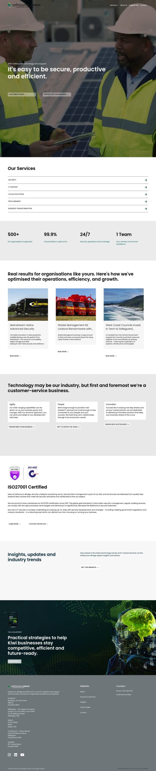 Softsource vBridge homepage screenshot