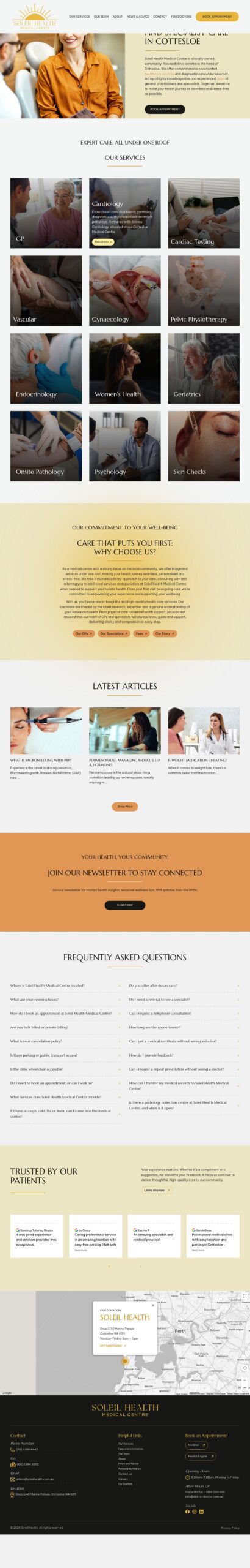 Soleil Health Medical Centre homepage screenshot