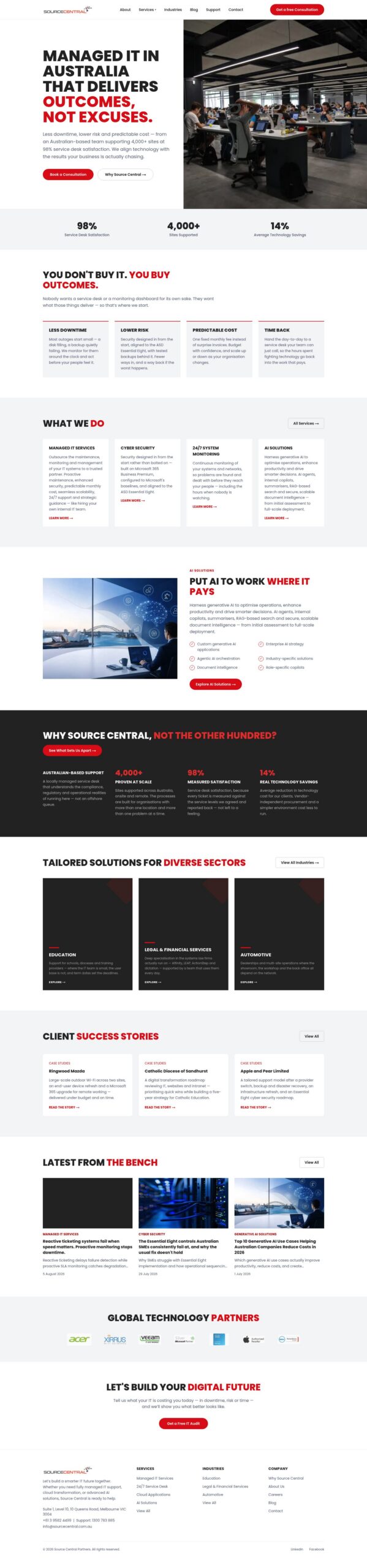 Source Central Partners homepage screenshot