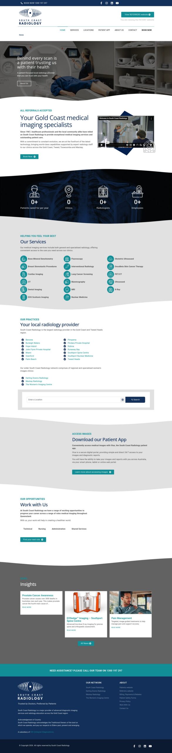 South Coast Radiology homepage screenshot