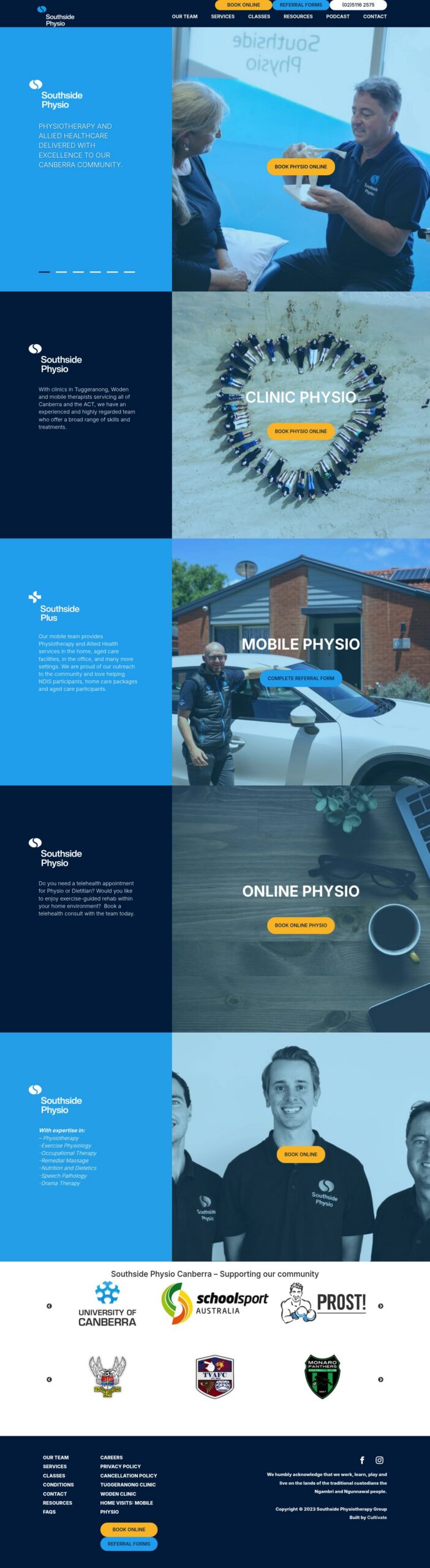 Southside Physiotherapy homepage screenshot