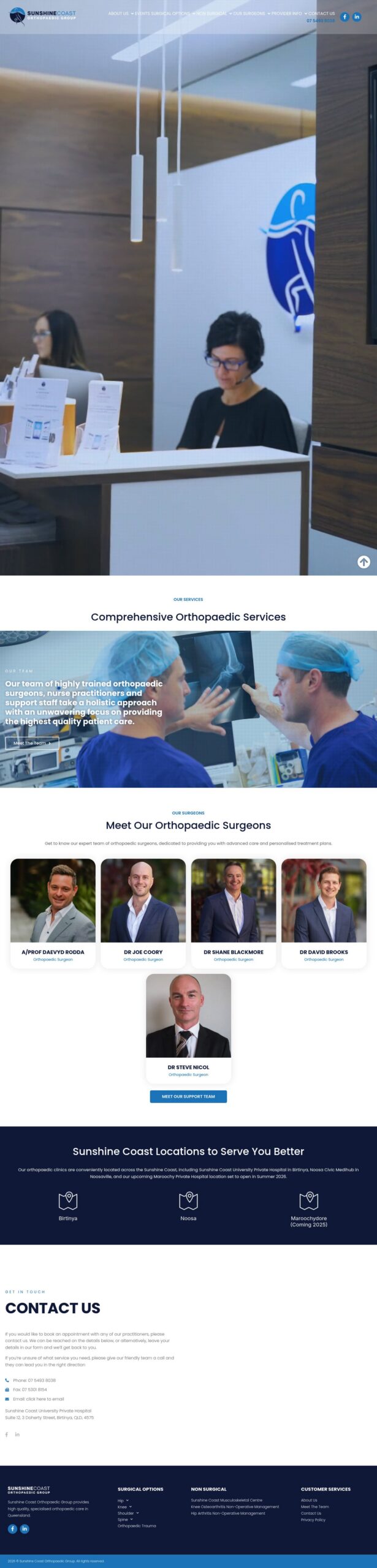 Sunshine Coast Orthopaedic Group homepage screenshot
