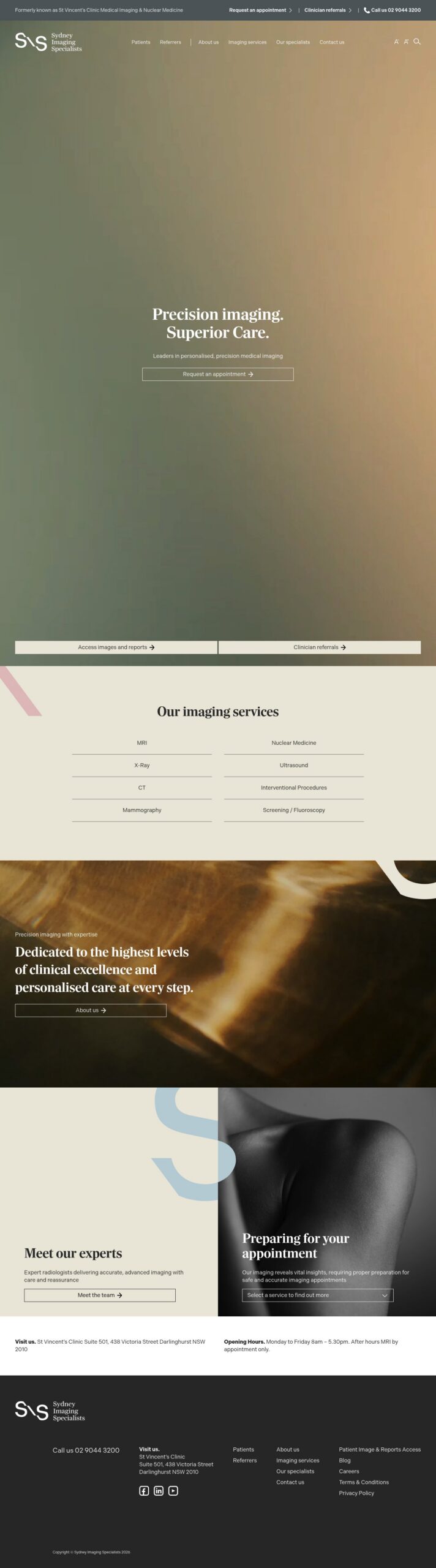 Sydney Imaging Specialists Pty Ltd homepage screenshot