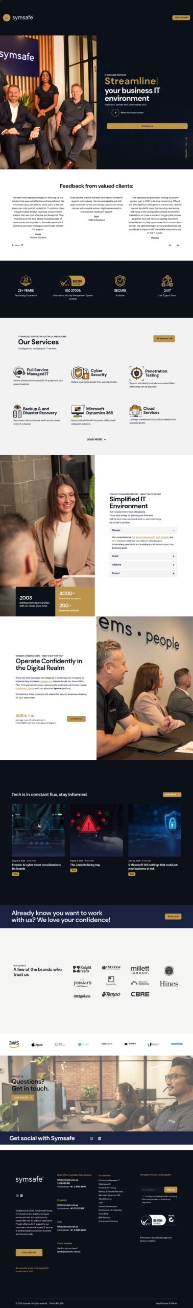 Symsafe India homepage screenshot