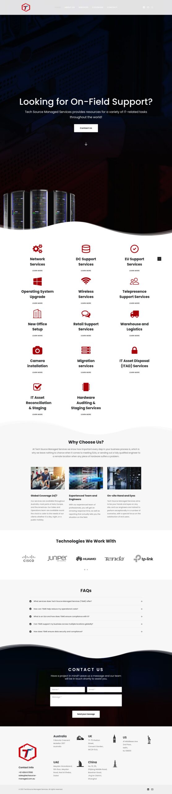 Tech Source Managed Services homepage screenshot