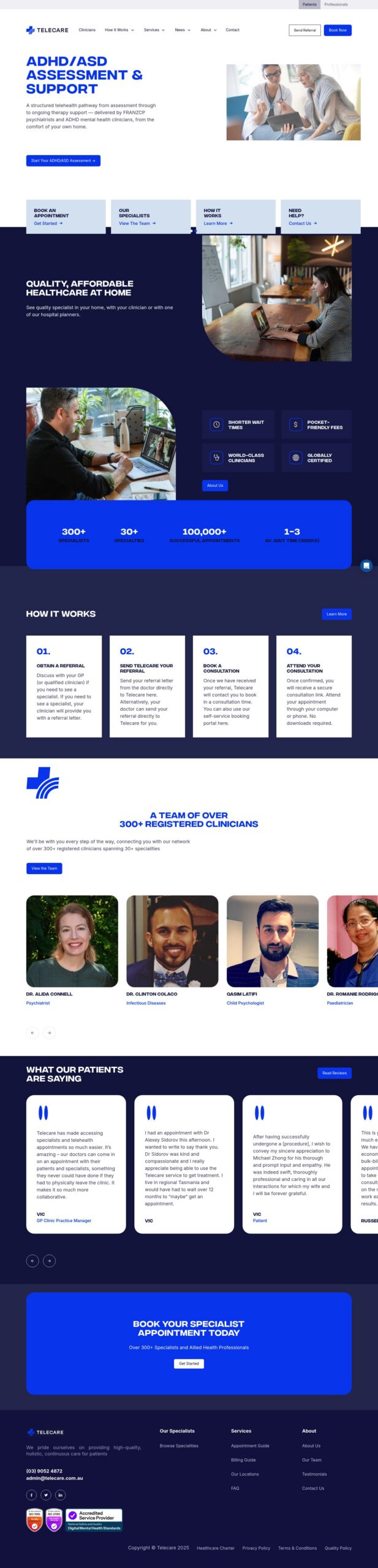 Telecare homepage screenshot