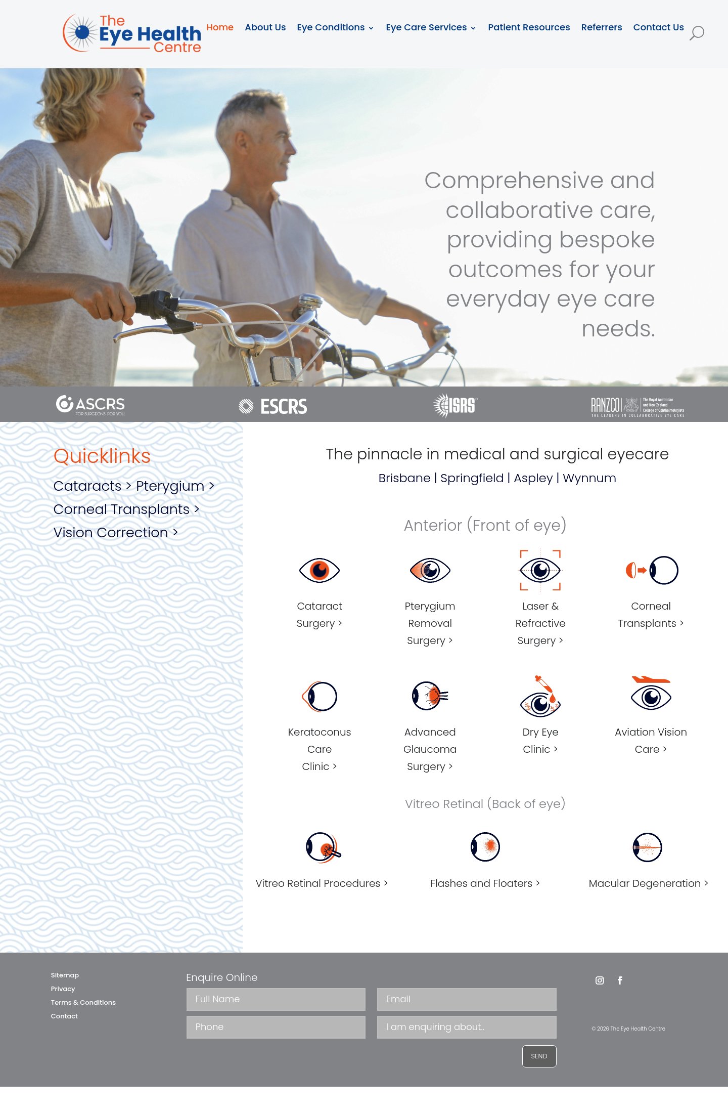 The Eye Health Centre homepage screenshot